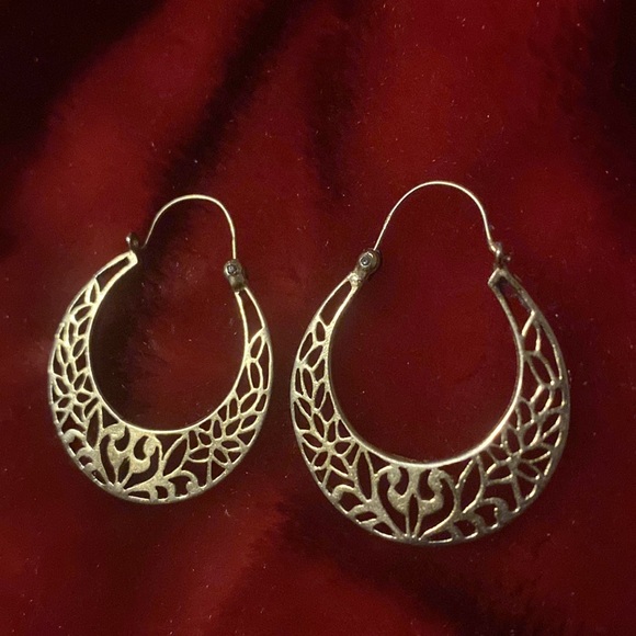 M14K REAL GOLD HANDMADE DIME SIZE CUBAN HOOP EARRINGS - Picture 8 of 13